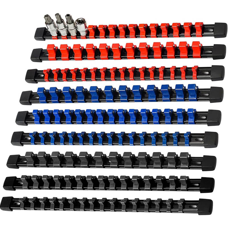 9-Piece Socket Organizers 1/2 inch, 3/8 inch and 1/4 inch Drive ABS Tools-Socket Holder Heavy Duty Socket Racks