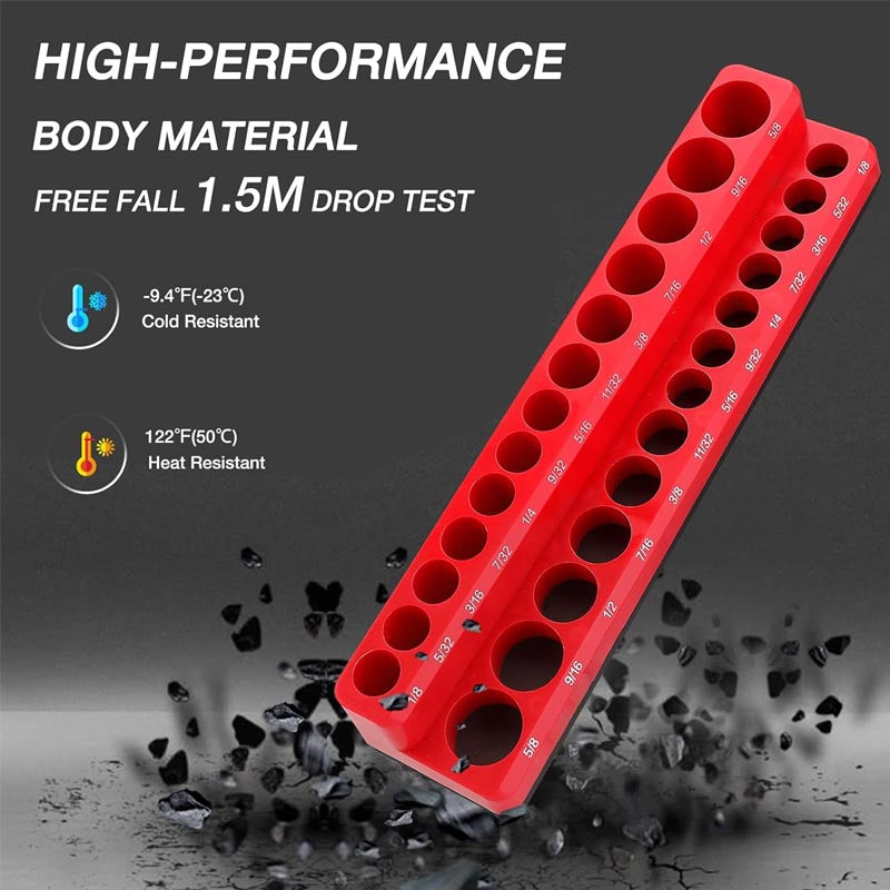 2-Piece 1/4-inch Magnetic Socket Organizers SAE & Metric Socket Holders for Tool Box, Tool Carts