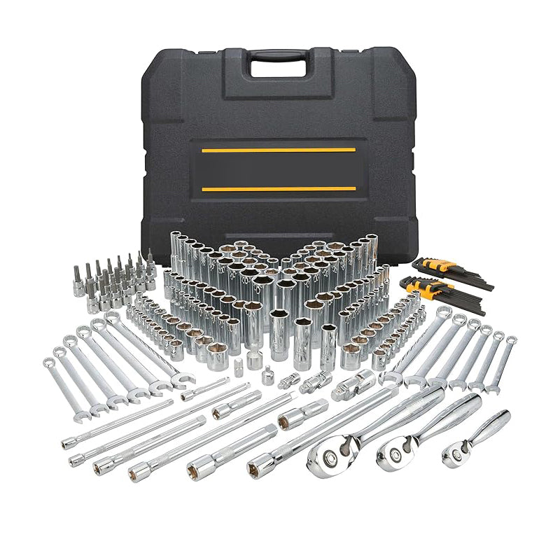 204-Piece Mechanics Tools Kit and Socket Set 1/4" 3/8" 1/2" Drive Deep and Standard Sockets
