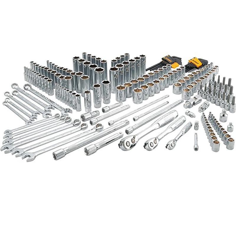 204-Piece Mechanics Tools Kit and Socket Set 1/4" 3/8" 1/2" Drive Deep and Standard Sockets