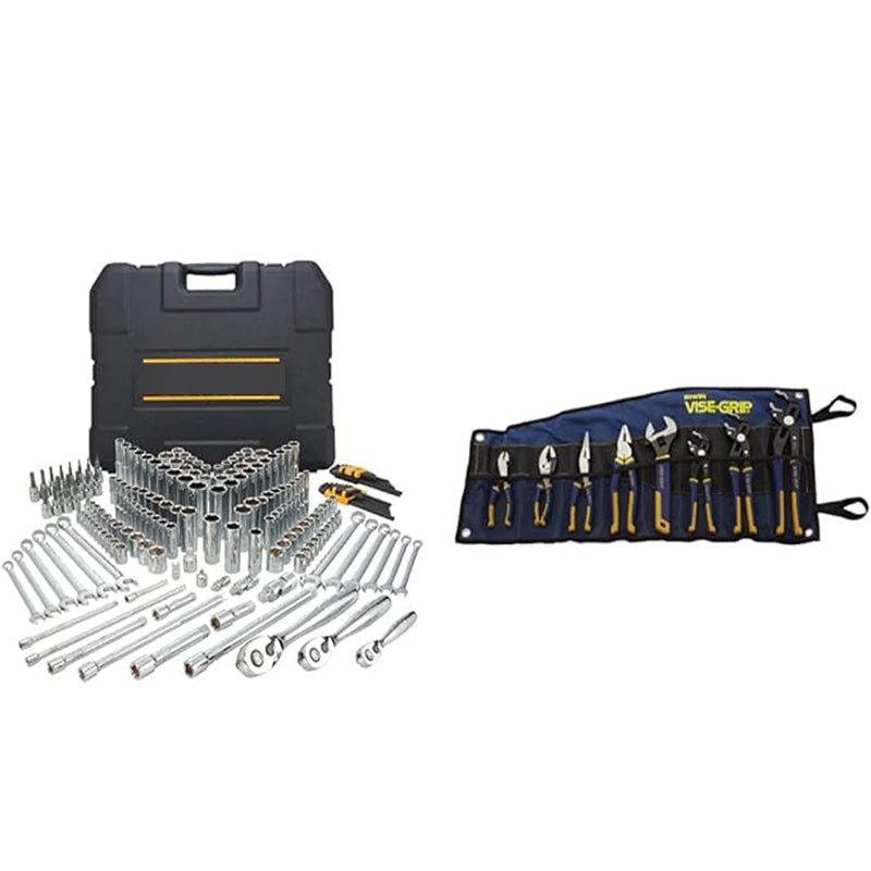 204-Piece Mechanics Tools Kit and Socket Set 1/4" 3/8" 1/2" Drive Deep and Standard Sockets