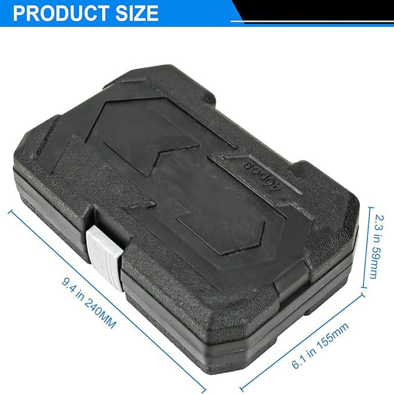 46 Pieces Socket Wrenches 1/4 Inch Drive Industrial Grade Socket Ratchet Wrench Set With Thickened Storage Case