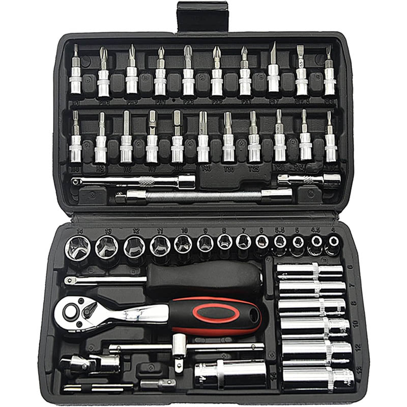 53PCS 1/4 Inch Socket Wrenches set Ratcheting Wrench Set And Extension Bar Gimbal Slide Bar Extension Sockets