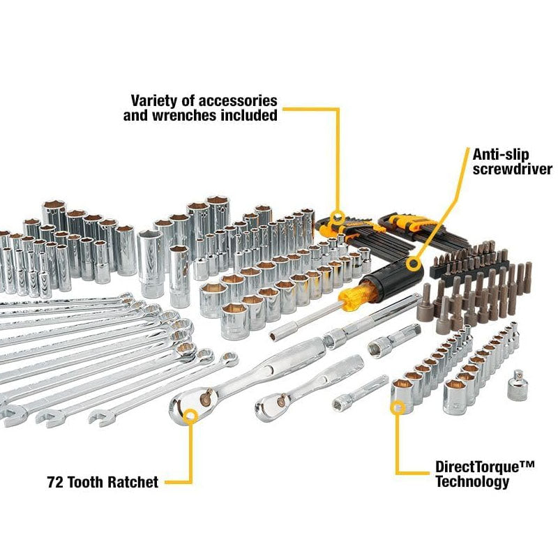 84-Piece Socket & Socket Wrench Sets SAE and Metric Mechanic Tool Kit with Bits Combination Wrench Hex Wrenches Accessories Storage Case