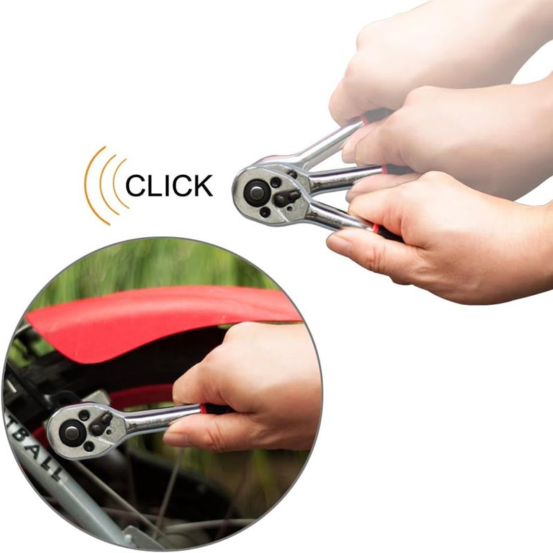 12pcs 1/4 Inch Socket Wrench with 10 Sockets 4-13mm and 2 Way Quick Released Ratchet Handle and Extension Bar