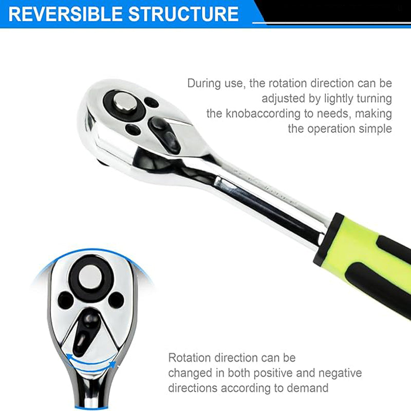 46 Pieces Socket Wrenches 1/4 Inch Drive Industrial Grade Socket Ratchet Wrench Set With Thickened Storage Case