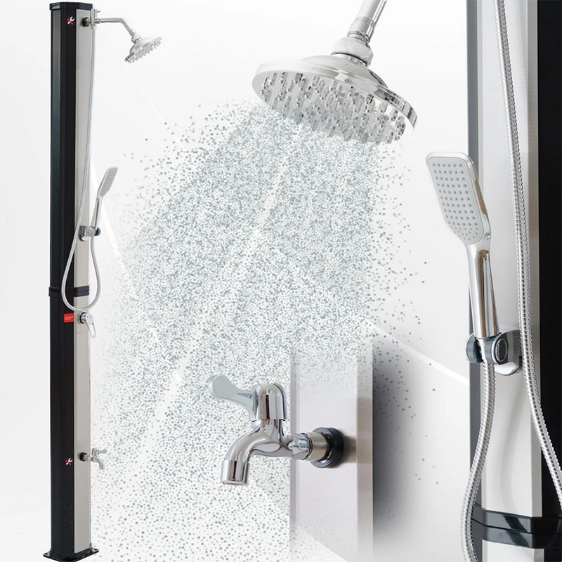 Solar Heated Shower Outdoor Solar Shower Garden Pool Large Shower Head Mixer Faucet Foot Washer 35L