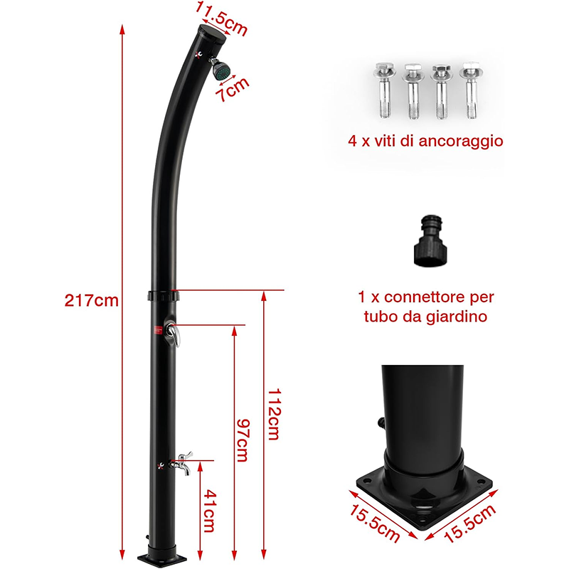 20L Outdoor Shower With Down-Flush Faucet, Exquisite Solar Shower For Courtyard