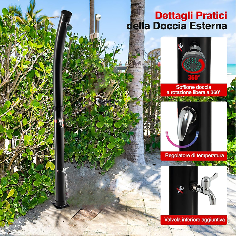 20L Outdoor Shower With Down-Flush Faucet, Exquisite Solar Shower For Courtyard