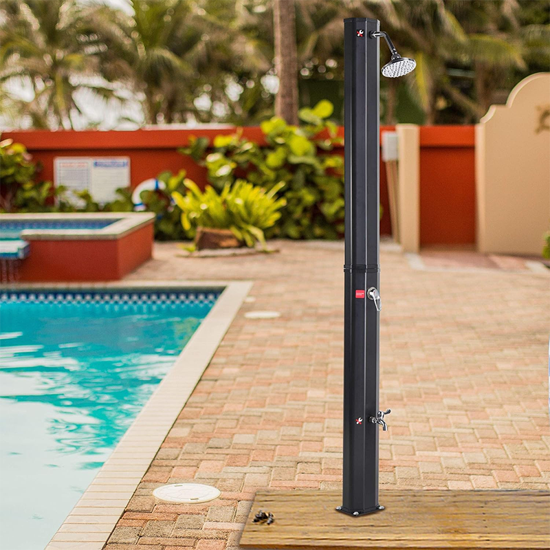 Solar Heated Shower with Shower Head and Foot Shower, 9.3 Gallon, Two Use Outdoor Poolside Beach Pool Spa Backyard Farmhouse Shower, Black