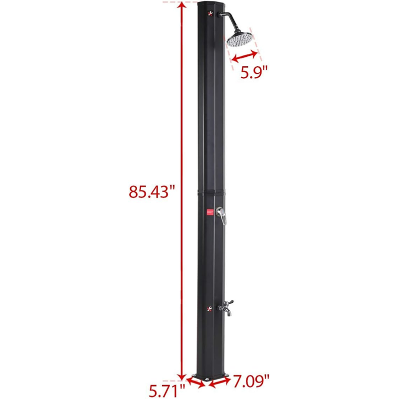 Solar Heated Shower with Shower Head and Foot Shower, 9.3 Gallon, Two Use Outdoor Poolside Beach Pool Spa Backyard Farmhouse Shower, Black