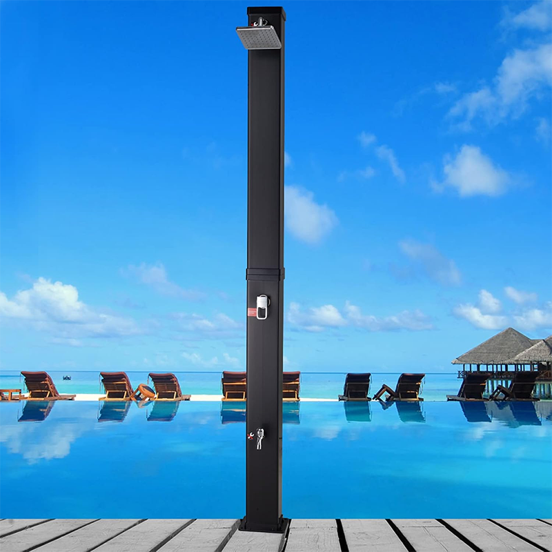 Outdoor Solar Shower 11 Gallon Solar Heated Outdoor Shower with Rain Shower and Foot Bath for Outdoor Backyard Garden Pool Beach