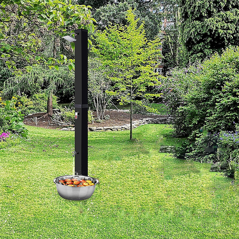 Outdoor Solar Shower 11 Gallon Solar Heated Outdoor Shower with Rain Shower and Foot Bath for Outdoor Backyard Garden Pool Beach