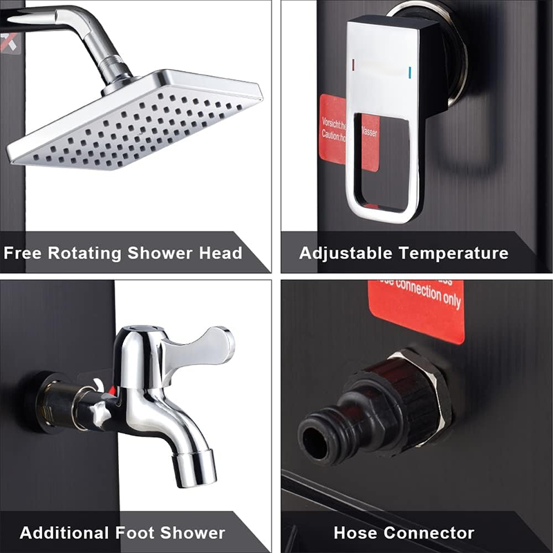 Outdoor Solar Shower 11 Gallon Solar Heated Outdoor Shower with Rain Shower and Foot Bath for Outdoor Backyard Garden Pool Beach