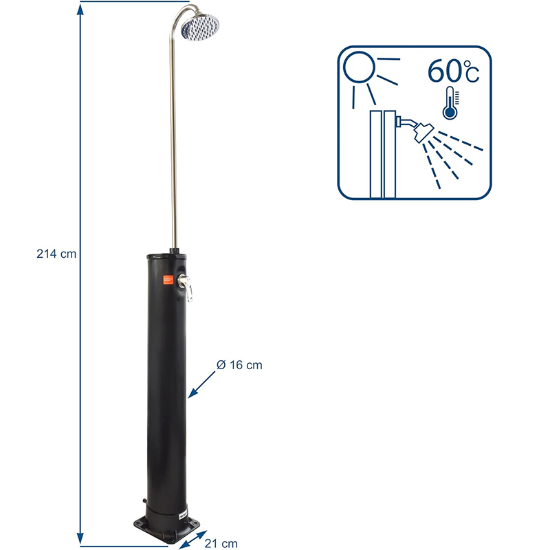 Stainless Steel Solar Shower 20L Outdoor Yard Garden Camping Swimming Pool Installable Portable