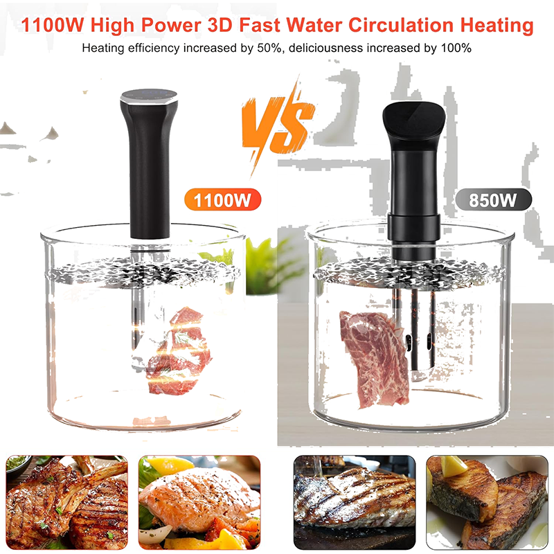 Sous Vide Cooker 1100W, Immersion Circulator Precision Cooker with Touch Control, Accurate Temperature, Fast Heat, Time Control, Ultra Quiet, IPX7 Waterproof