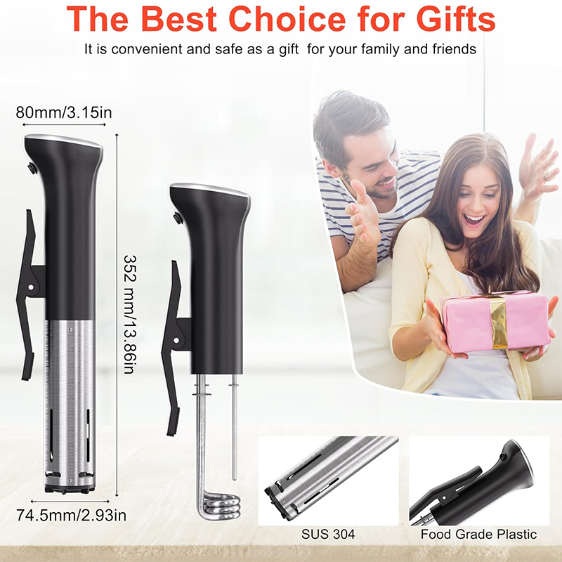 Sous Vide Cooker 1100W, Immersion Circulator Precision Cooker with Touch Control, Accurate Temperature, Fast Heat, Time Control, Ultra Quiet, IPX7 Waterproof