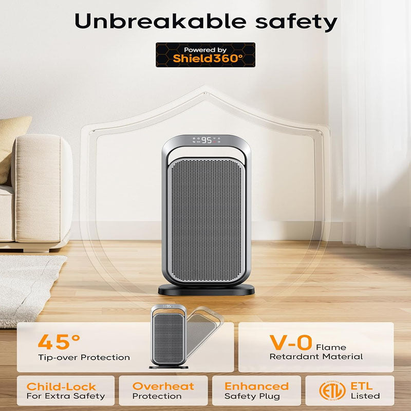 15 Inch Space Heaters Electric Space Heater with Thermostat Remote Control 70°Oscillation for Bedroom Home Office About this item