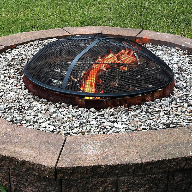 Heavy Duty Steel Fire Pit Spark Screen with Handles - 24" Diameter