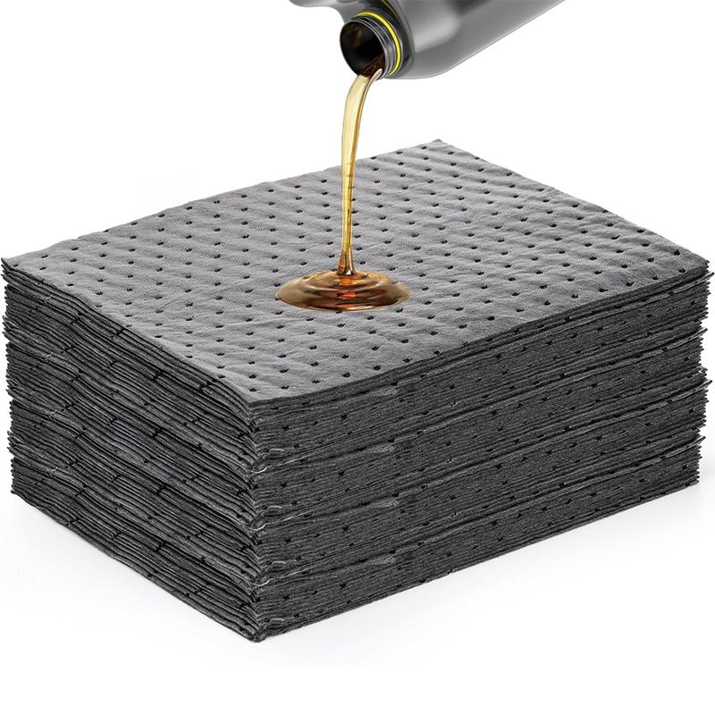 Grey Spill Absorbent Pads, 13"x10", Oil Absorbent Pads Weight Dimpled Pad Garage Accessories Water, for Absorbing Protecting Home Garage Basement, 100 Pcs