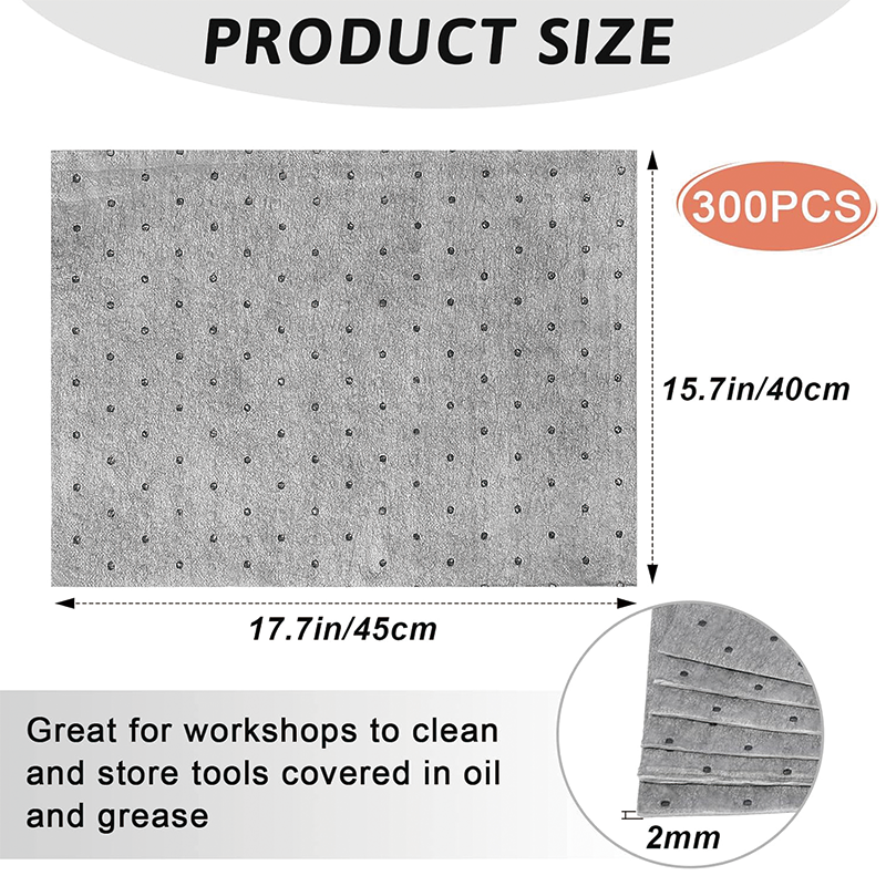 300 Pcs Spill Absorbent Pads, 18" x 16" Oil Absorbing Pads for Oil, Water and Other Liquids