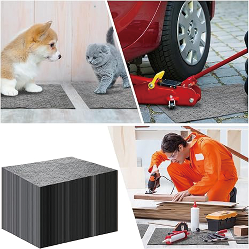 Oil Absorbent Pads Weight Dimpled Pad Garage Accessories Water Absorbent Mat Oil Spill Mat for Absorbing Protecting Home Garage Basement (100 Pcs,Gray,10 x 13 Inch)