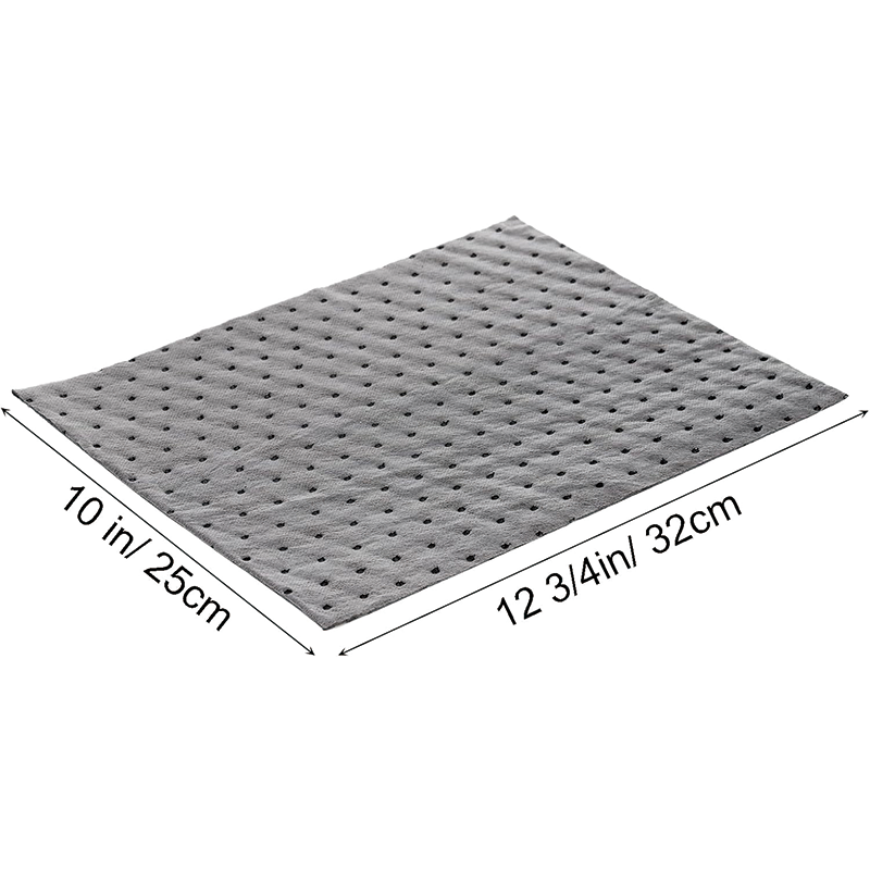 Grey Spill Absorbent Pads, 13"x10", Oil Absorbent Pads Weight Dimpled Pad Garage Accessories Water, for Absorbing Protecting Home Garage Basement, 100 Pcs