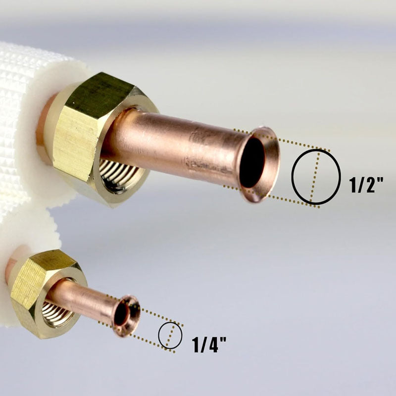 25FT Mini Split Line Set 1/4" & 1/2" O.D Copper Pipes Tubing and Triple-Layer Insulation for Air Conditioning or Heating Pump Equipment & HVAC