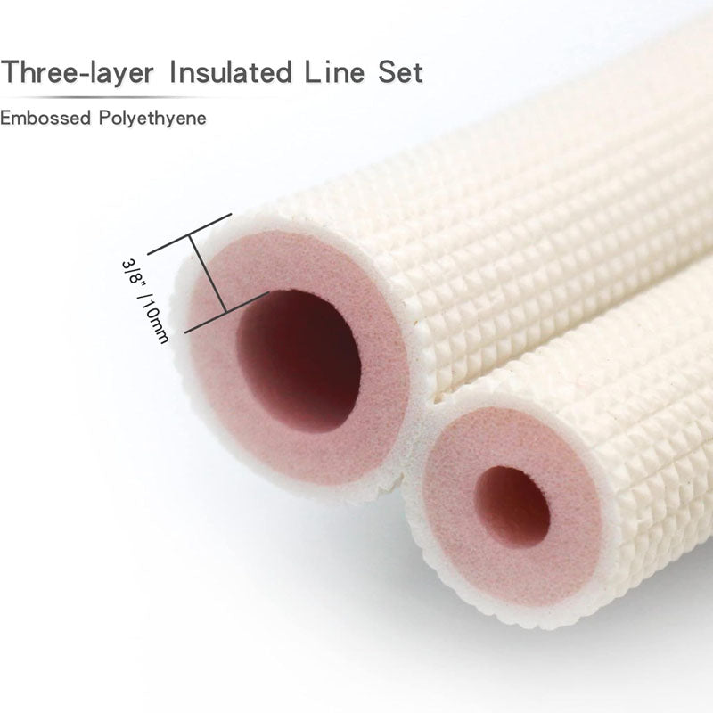 16ft Length Mini Split Line Set 1/4" & 3/8" O.D Copper Pipes Tubing and Triple-Layer Insulation for Mini Split Air Conditioner HVAC or Heat Pump System