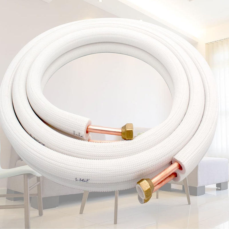 25FT Mini Split Line Set 1/4" & 1/2" O.D Copper Pipes Tubing and Triple-Layer Insulation for Air Conditioning or Heating Pump Equipment & HVAC