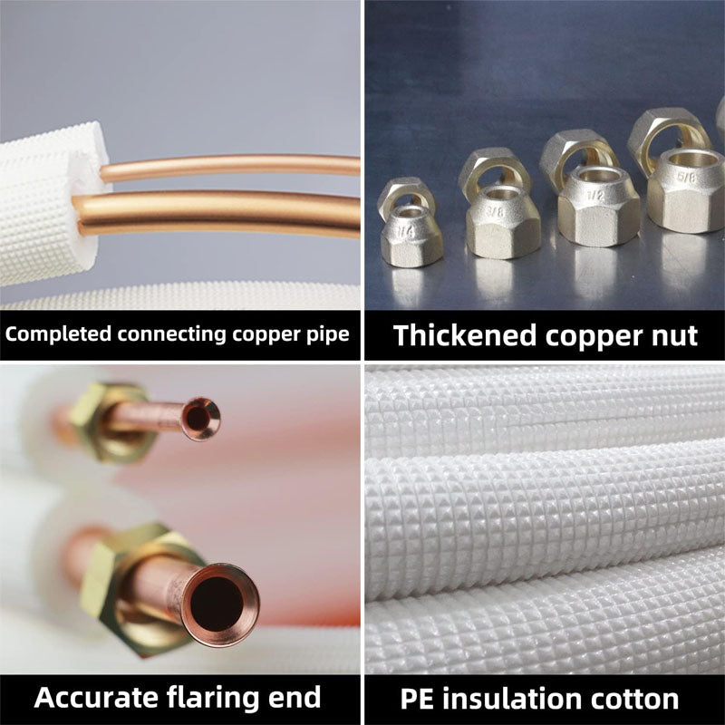 33FT Mini Split Line Set 1/4" & 1/2" O.D or 3/8" Copper Pipes Tubing and 3/8" White Thickened PE Insulation Coil for Air Conditioning or Heating Pump Equipment & HVAC with Rich Accessories