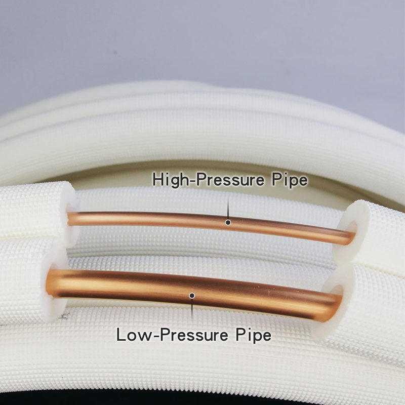 16ft Length Mini Split Line Set,1/4" 5/8" or 3/8" OD Copper Pipes Tubing and 3/8 White PE Thickened Insulated Coil for Air Conditioning or Heating Pump