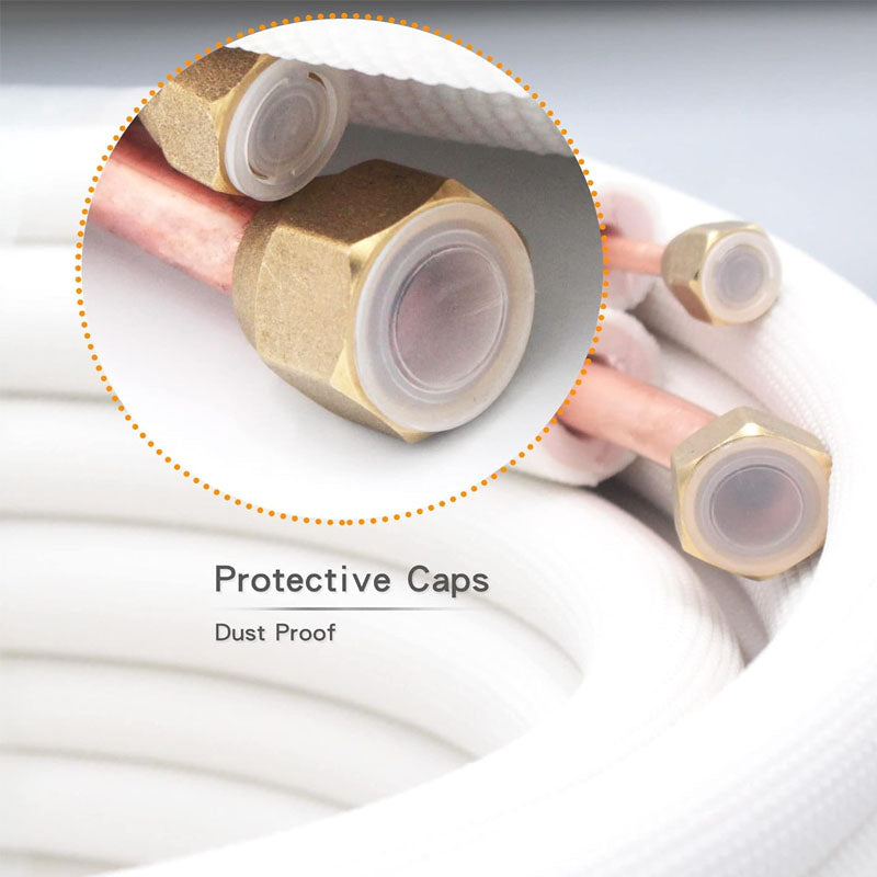 16ft Length Mini Split Line Set,1/4" 5/8" or 3/8" OD Copper Pipes Tubing and 3/8 White PE Thickened Insulated Coil for Air Conditioning or Heating Pump