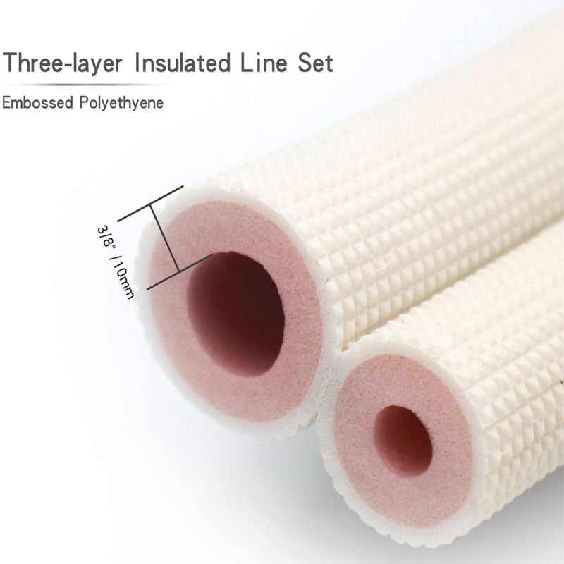 16ft Length Mini Split Line Set,1/4" 5/8" or 3/8" OD Copper Pipes Tubing and 3/8 White PE Thickened Insulated Coil for Air Conditioning or Heating Pump