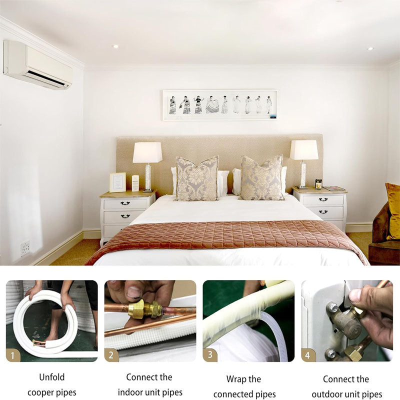 25FT Mini Split Line Set 1/4" & 1/2" O.D Copper Pipes Tubing and Triple-Layer Insulation for Air Conditioning or Heating Pump Equipment & HVAC