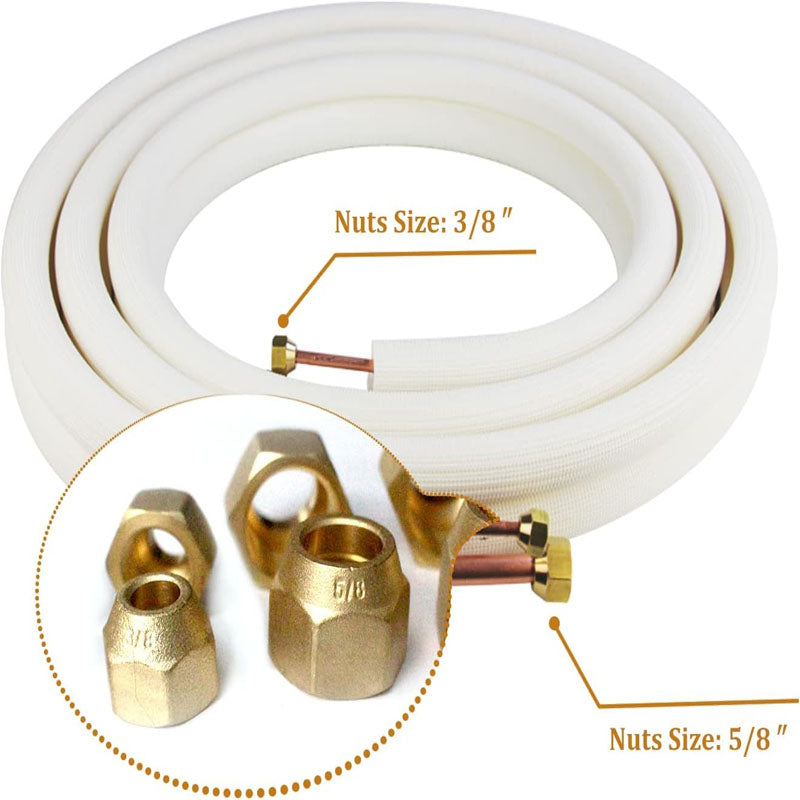 25 Ft Mini Split Copper Line Set 3/8" & 5/8" O.D Or 1/4" & 5/8" O.DCopper Pipes Tubing and Triple-Layer Insulation