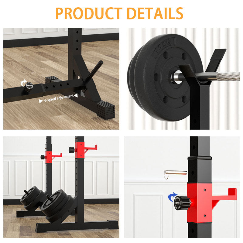 Adjustable Split Weightlifting Squat Rack, Adjustable Barbell Rack (Barbell Not Included)