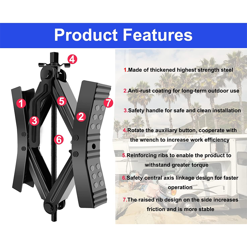 Wheel Chock Stabilizer ,2pcs RV Travel Trailer Camper Wheel Shock Absorbers, Heavy Duty RV Tire Scissor Locks X-Bolt Accessories with Wrench