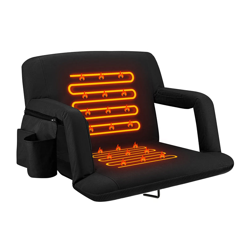 Outdoor 3 Level Heating Adjustable Arm Back Support Usb Heated Camping Chair Stadium Seats For Bleachers