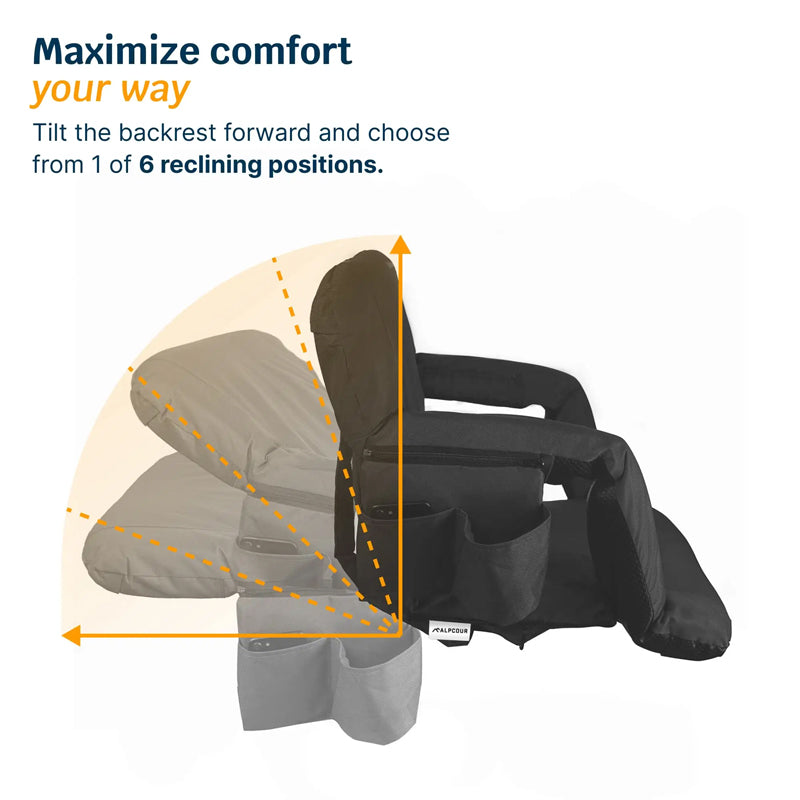 Outdoor 3 Level Heating Adjustable Arm Back Support Usb Heated Camping Chair Stadium Seats For Bleachers