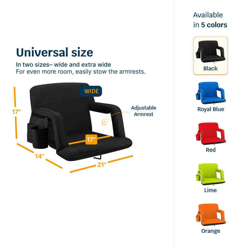 Outdoor 3 Level Heating Adjustable Arm Back Support Usb Heated Camping Chair Stadium Seats For Bleachers