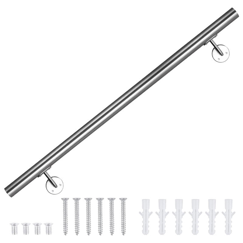 3ft Modern Stair Handrail Kit, Wall Mounted 1.6 Inch Steel Round Stair Railing For Outdoor Indoor Stairs Loft Porch Deck Handrail