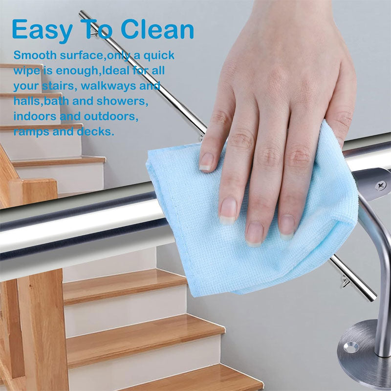 3ft Modern Stair Handrail Kit, Wall Mounted 1.6 Inch Steel Round Stair Railing For Outdoor Indoor Stairs Loft Porch Deck Handrail