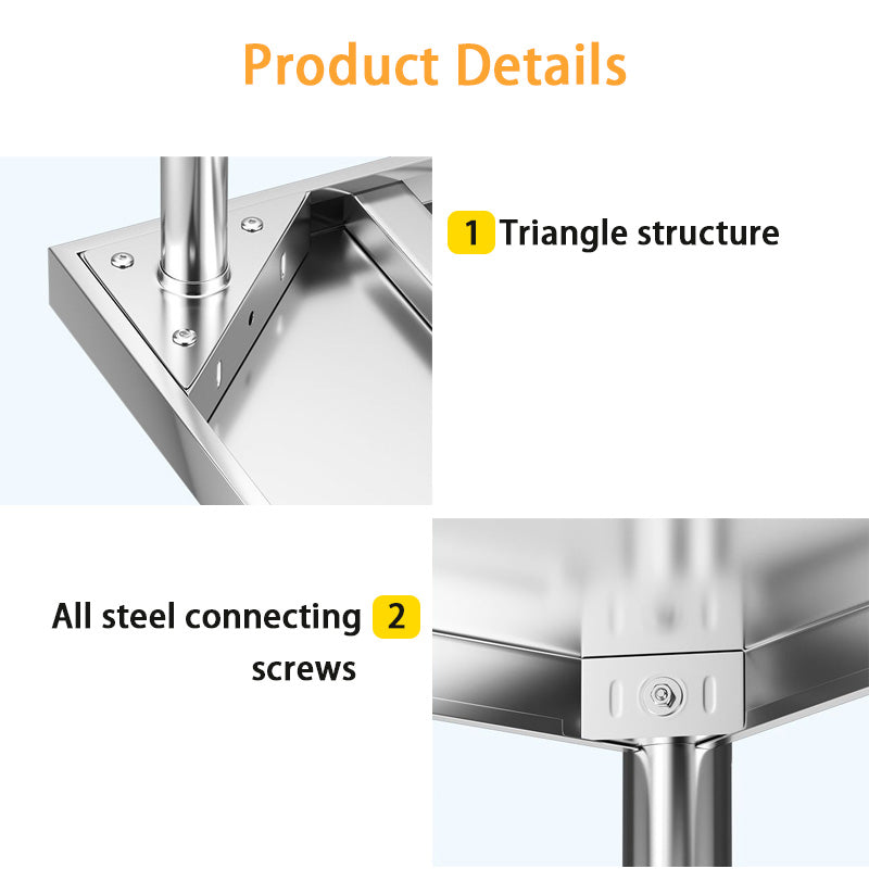 Thickened Disassembly Three-Layer Stainless Steel Workbench, Hotel Kitchen Operation Table, Work Table Packaging Table