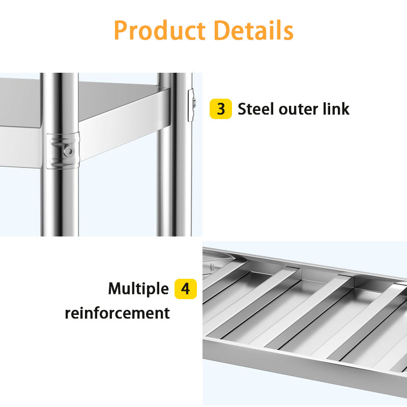 Thickened Disassembly Three-Layer Stainless Steel Workbench, Hotel Kitchen Operation Table, Work Table Packaging Table