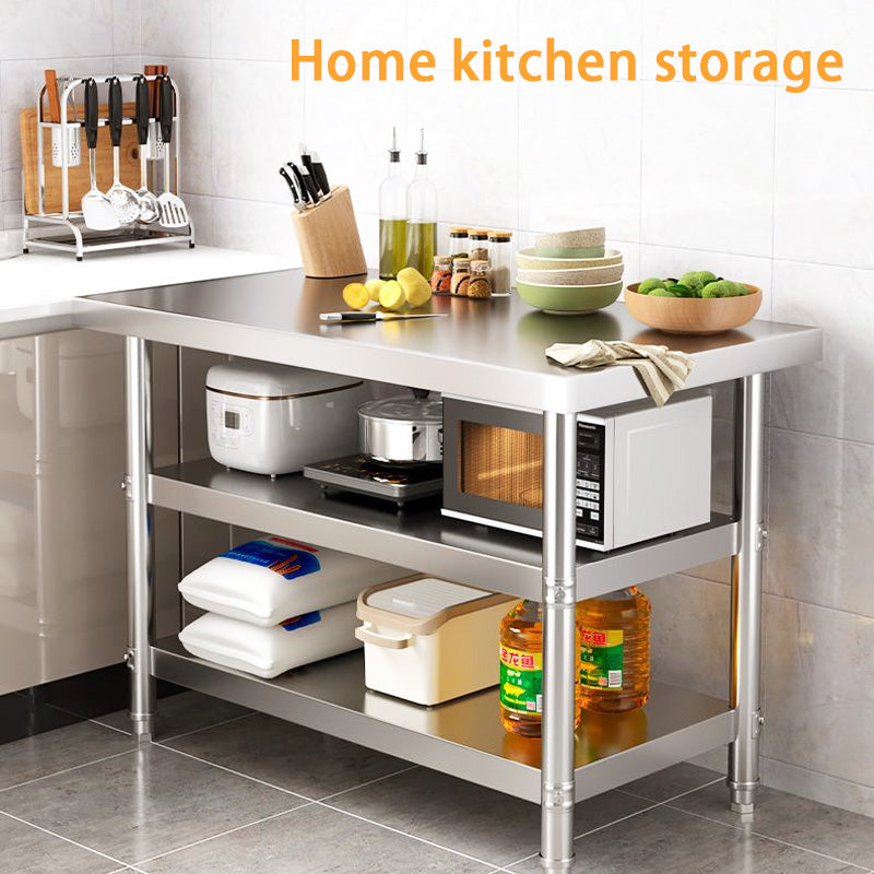 Thickened Disassembly Three-Layer Stainless Steel Workbench, Hotel Kitchen Operation Table, Work Table Packaging Table