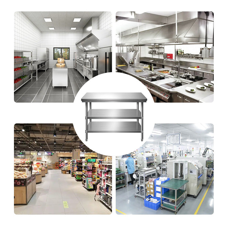Thickened Disassembly Three-Layer Stainless Steel Workbench, Hotel Kitchen Operation Table, Work Table Packaging Table