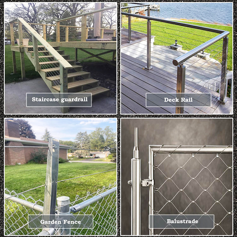 1/8" Stainless Steel Cable 100FT Wire Rope 7x7 Strand Core Metal Wire for Deck Railing System,Garden Fence,Wire Aircraft Cable