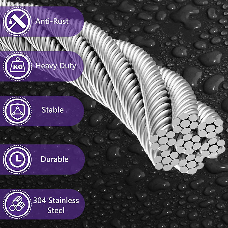 1/8" Stainless Steel Cable 100FT Wire Rope 7x7 Strand Core Metal Wire for Deck Railing System,Garden Fence,Wire Aircraft Cable