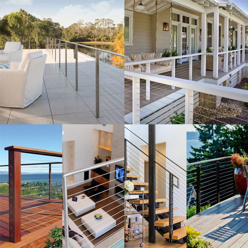 T316 Stainless Steel Cable 1/8'' x 1000 ft with a Cutter DIY Balustrades 7x7 Strands Construction Braided Stainless Wire